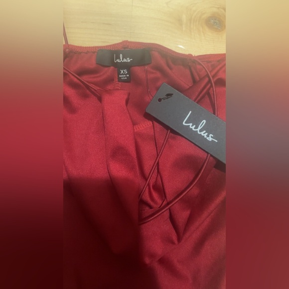 LULU’S TALKING SMOOTH RED COWL NECK BODYSUIT - Picture 5 of 6